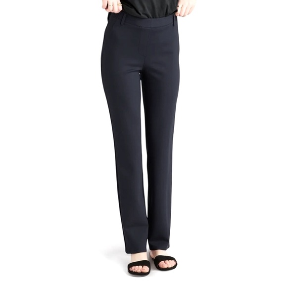 Quince Ultra Stretch Ponte Knit Classic Black Straight-Leg Pants - Picture 7 of 13
